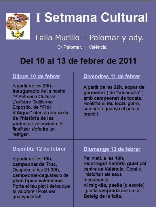 I Setmana Cultural Falla Murillo Palomar