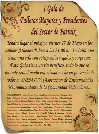 I Gala de Falleras Mayores y Presidentes del Sector de Patraix