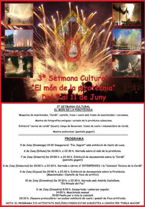3ª SETMANA CULTURAL. SOBRE EL MON DE LA PIROTECNIA FALLA PLAÇA DOS DE MAIG PATERNA