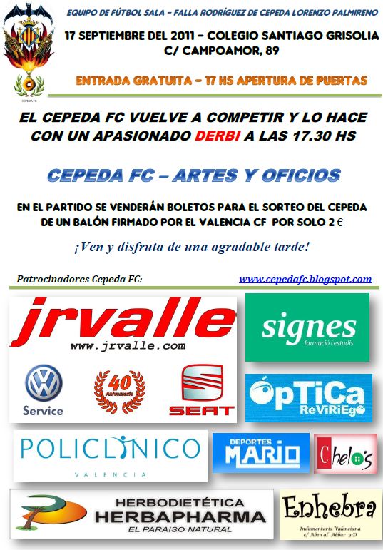 Futbol Sala: CEPEDA FC - Artes y Oficios. No te lo pierdas