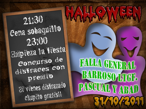 FIESTA DE HALLOWEEN FALLA GENERAL BARROSO LITOGRAFO PASCUAL Y ABAD