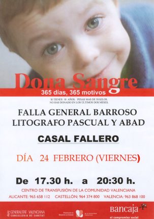 DONACION DE SANGRE FALLA GENERAL BARROSO LITOGRAFO PASCUAL Y ABAD