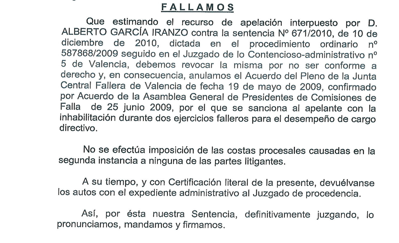 Sentencia